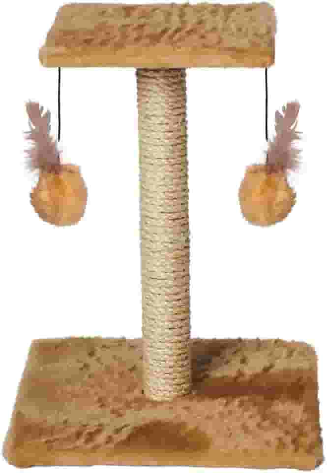 Arranhador Para Gatos Poste Com Brinquedo Duplo Exclusivo (Bege)
