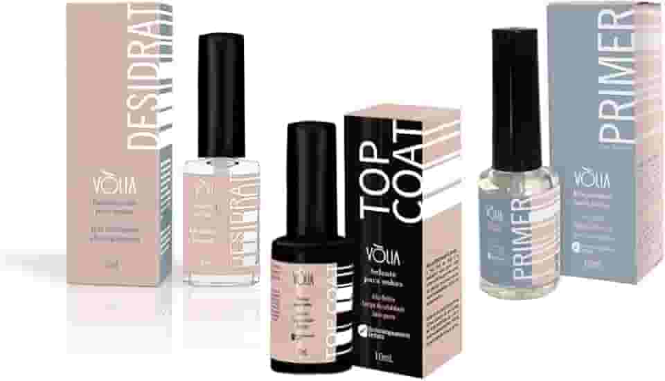 KIT TOP COAT DESIDRAT PRIMER PARA UNHA EM GEL MANICURE VÒLIA