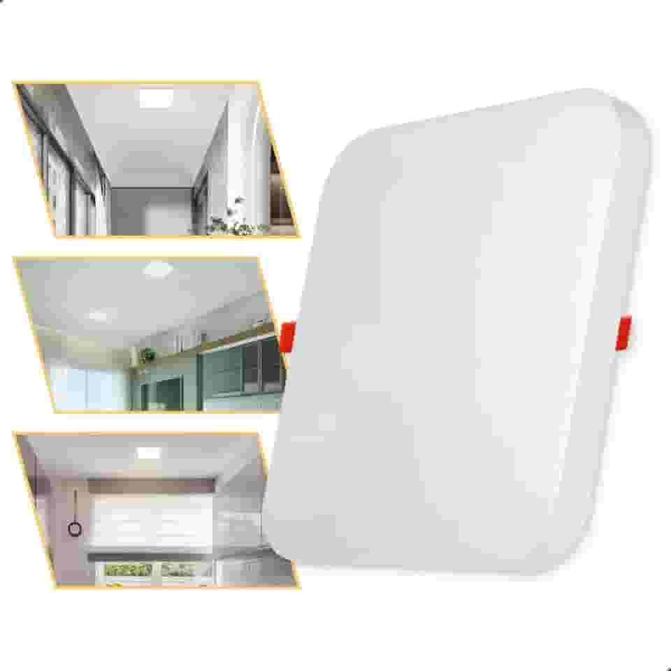 Plafon Led 36w Borda Infinita Quadrado Sobrepor Ou Embutir Luz Fria