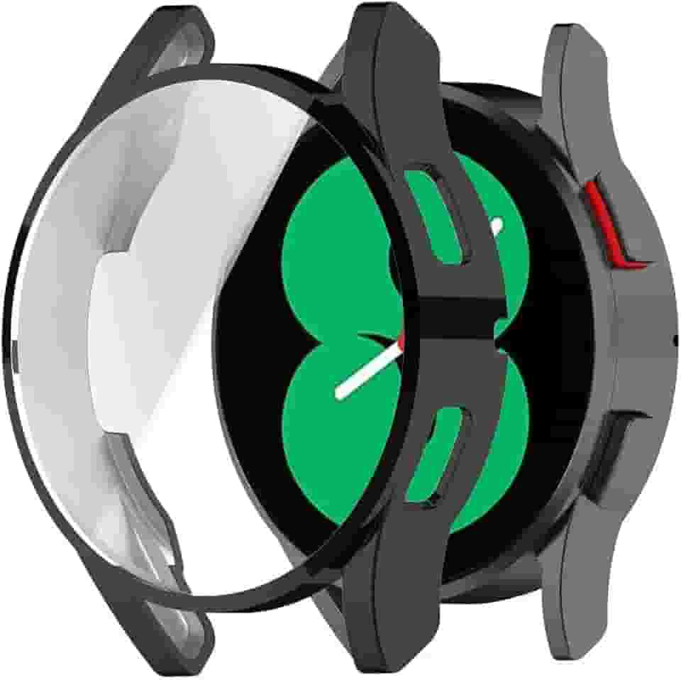 Capa Case Bumper Protetora com Película de Silicone Embutida para Galaxy Watch 4 40mm SM- R860 R865 LTE - Preto