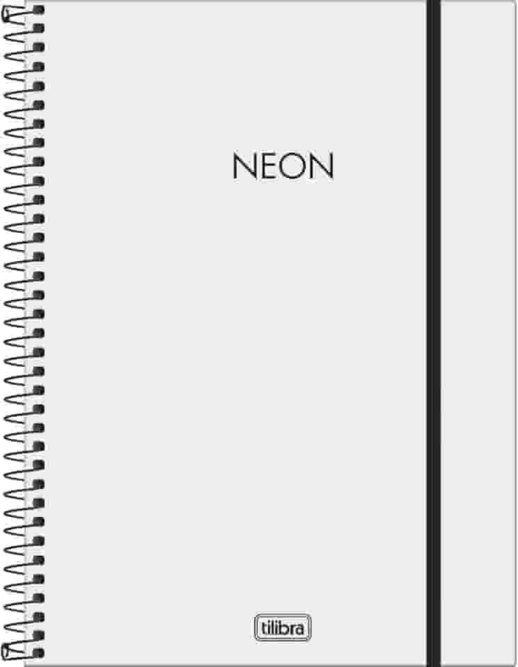 Tilibra - Neon Caderno Universitário com Espiral e Capa Plástica, Branco, 160 Folhas