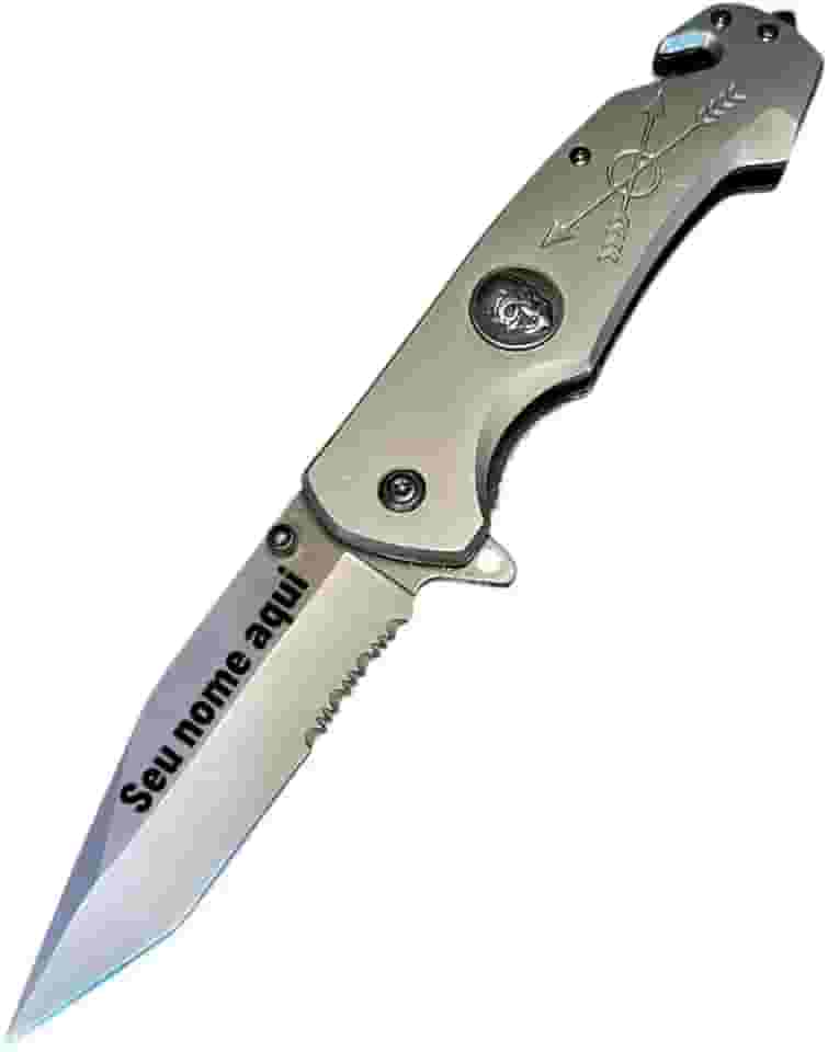 Canivete Tático Semiautomático Personalizado com seu nome