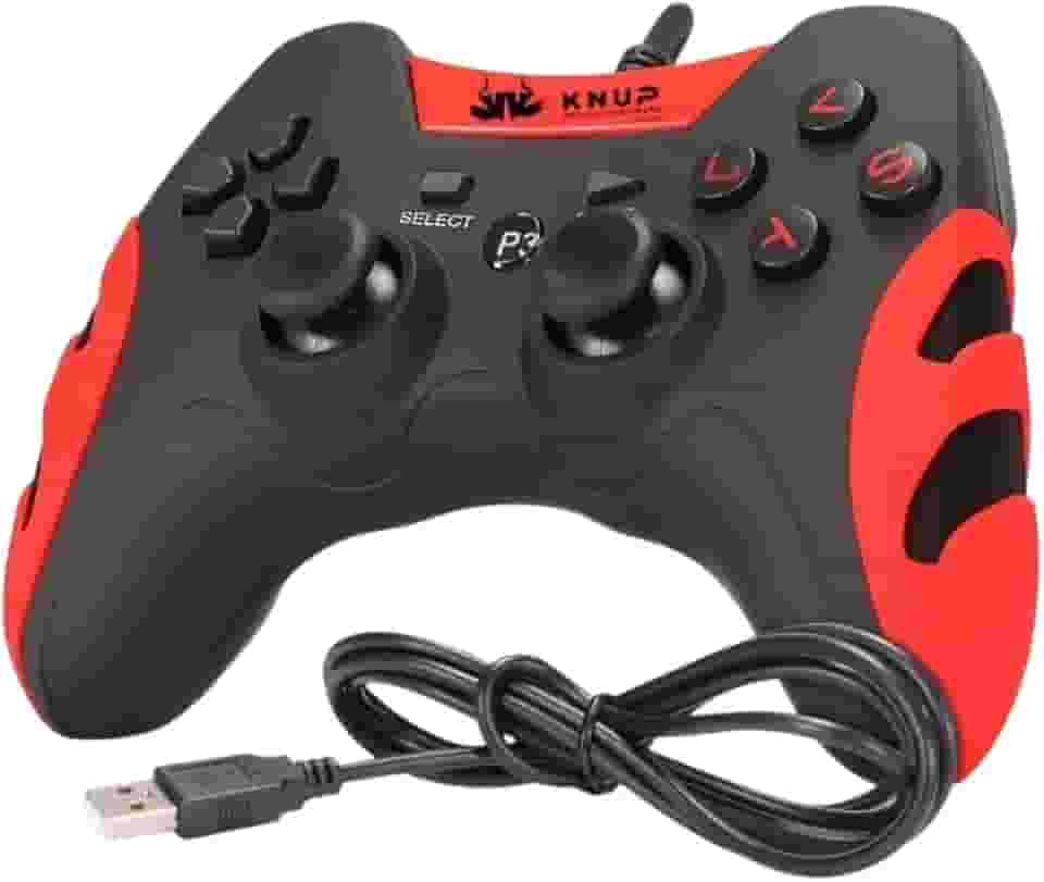 Controle Gamepad Gamer Com Fio KP-4040 Compatível com Pc Computador Windows 7, 10 e 11 Ps3 I Joystick Manete com Fio para Entrada USB Plug And Play para Computadores ou Notebook (Vermelho)