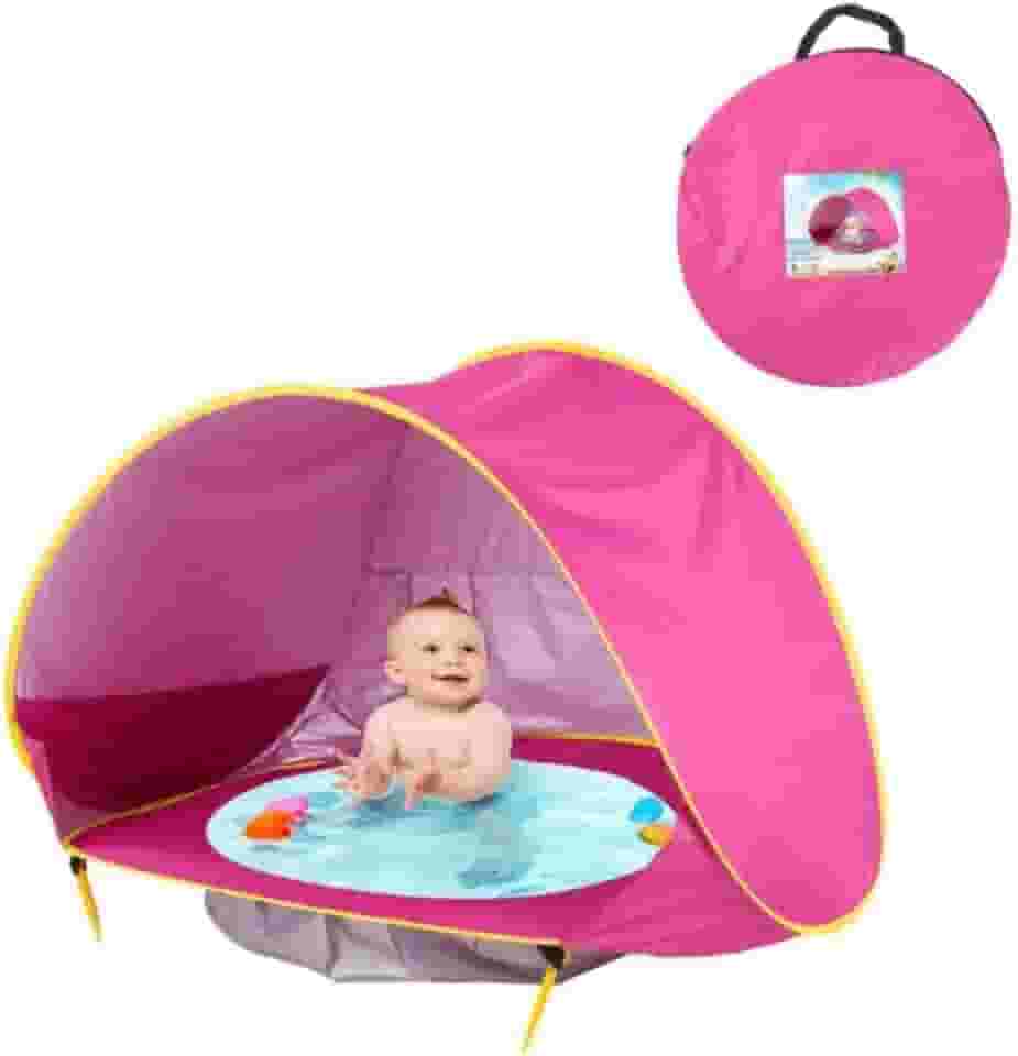 BARRACA INFANTIL PARA PRAIA COM PISCINA INTEGRADA E PROTEÇÃO UV