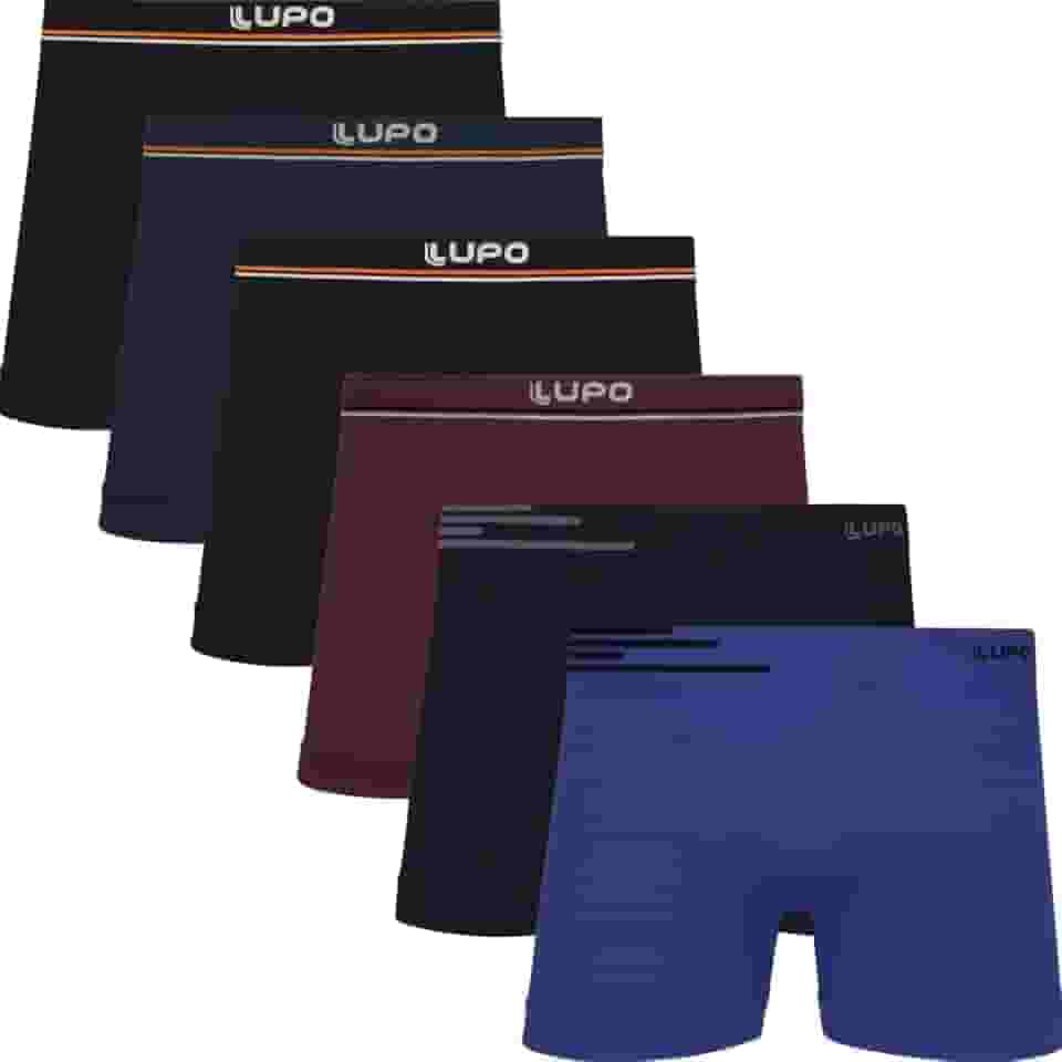 Kit 6 Cuecas Boxer Lupo Microfibra Poliamida Sem Costura Adulto Masculino