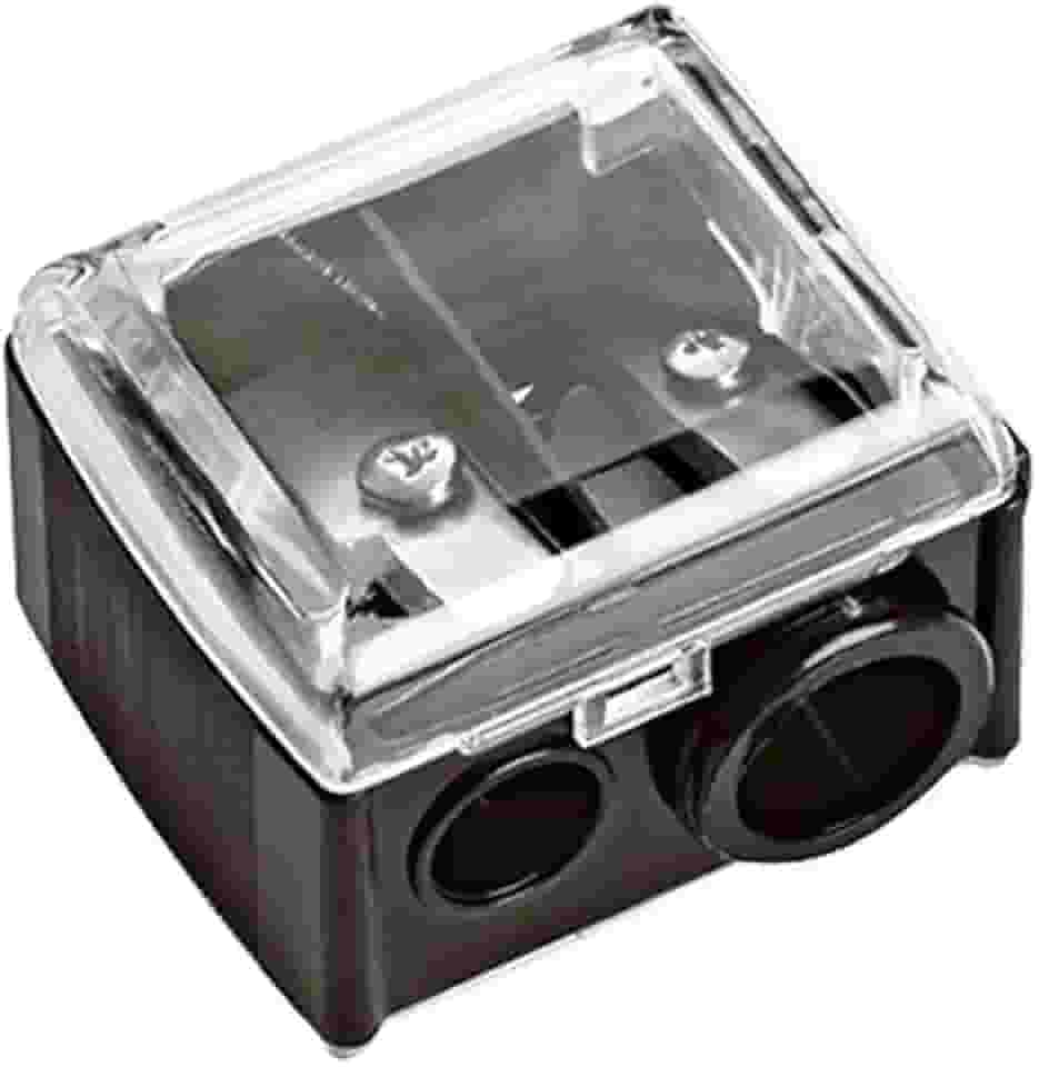 Apontador Duplo para Lápis Maquiagem, Mundial S/A, Preto