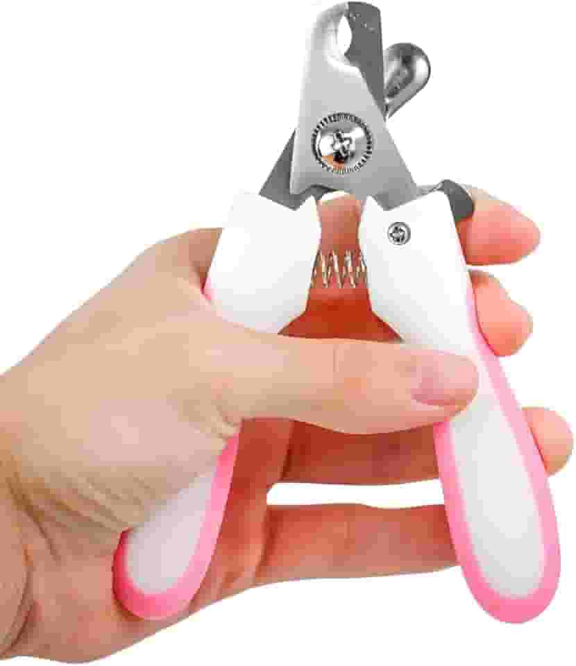 Cortador de Unhas Premium para Pets Cachorro Gato com Lixa Kit 2 Peças Rosa e Branco em Aço Inoxidável Alicate de Higiene Ferramenta de Cuidados Porte Pequeno Médio Grande