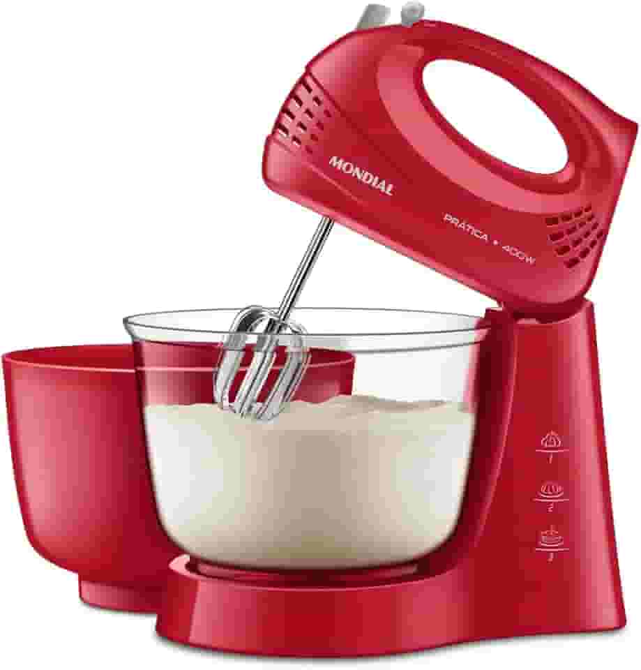 MONDIAL Batedeira Bella Massa, Vermelha/Inox, 500W, 220V - B-55-R