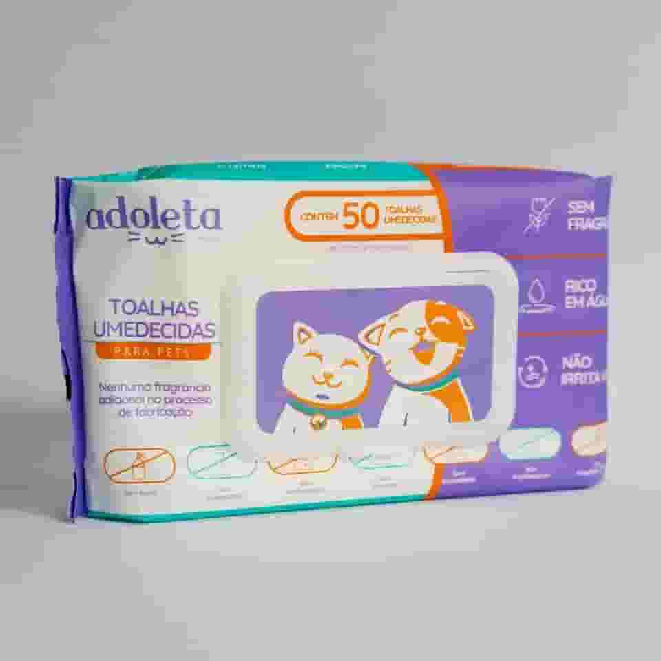 Toalhas umedecidas para cães e gatos, sem fragrância com 50 unidades 20X15cm