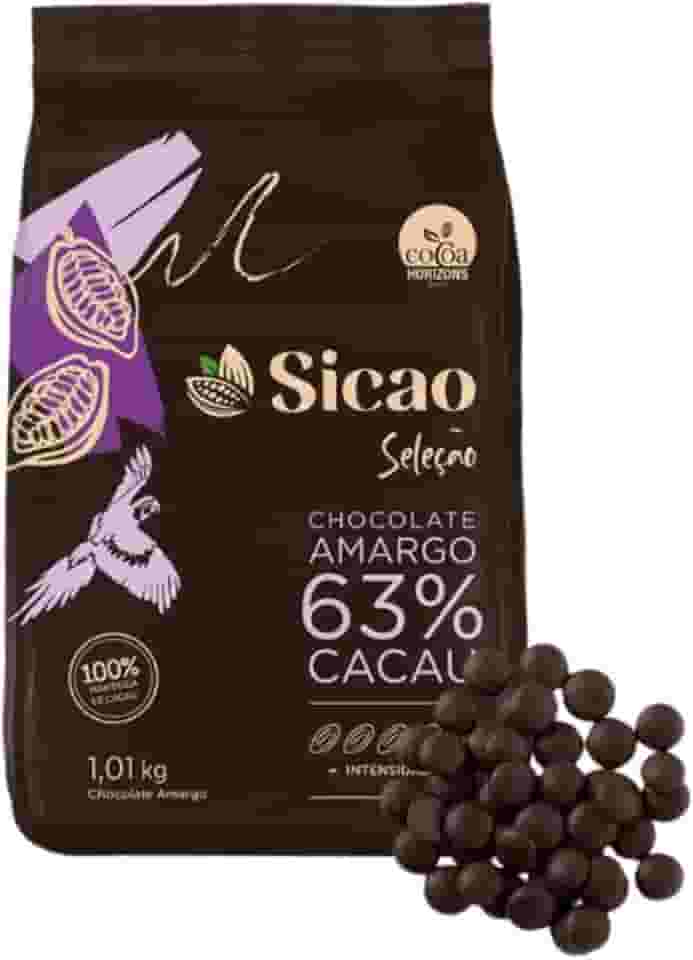 Chocolate gotas amargo Sicao Seleção 63% Cacau Facil Derretimento 1,01Kg