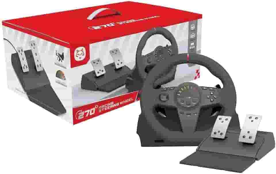 Volante Gamer Com Pedal Para PS4 PS3 Xbox Series One Switch Computador PC Preto