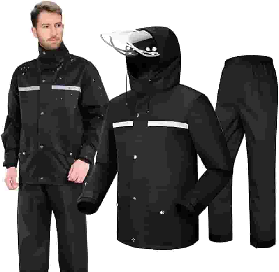 Capa de Chuva para Moto com Jaqueta + Calça Refletiva Impermeável – Motoqueiro, Ciclismo e Entregadores – Alta Visibilidade e Proteção Completa– Tamanho XXG 175-180cm 75-90kg