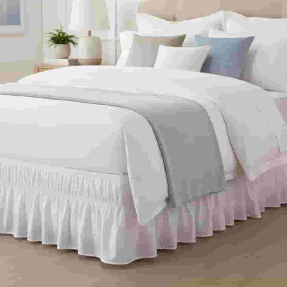 Saia para Cama Box Ajustável, Microfibra 100% Poliéster, Compatível com Solteiro até Queen, 28cm de Altura (Branco)
