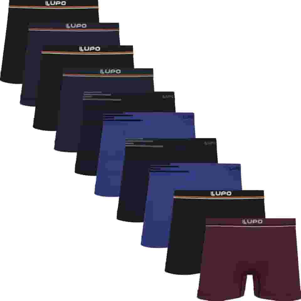 Kit 10 Cuecas Lupo Boxer Microfibra Poliamida Sem Costura Adulto Masculino