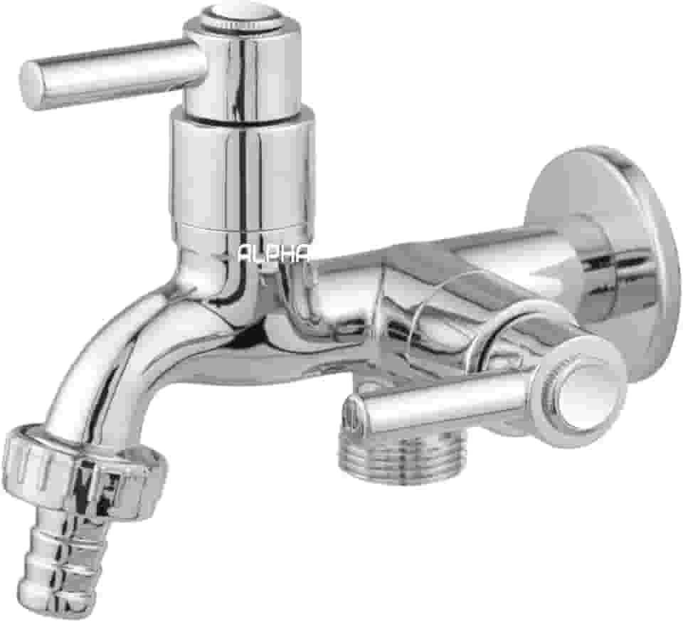 Torneira Tanque Máquina Lavar 2 Saídas ABS Cromado 1031 C72 Cor:Prateado