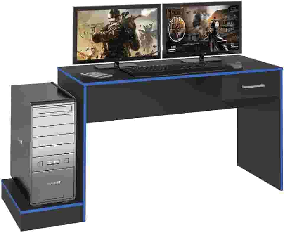 Mesa para jogos online GAMER cor Preto/Azul - Artely