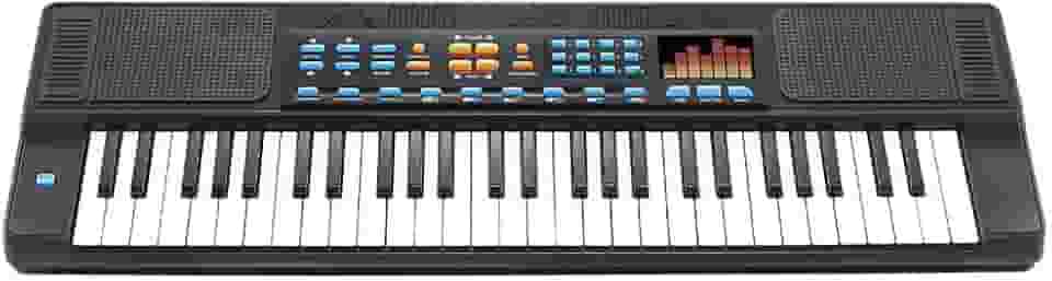 Teclado Infantil com Microfone 54 Teclas HS5460A 70cm, DM Toys, Preto, DMT5700