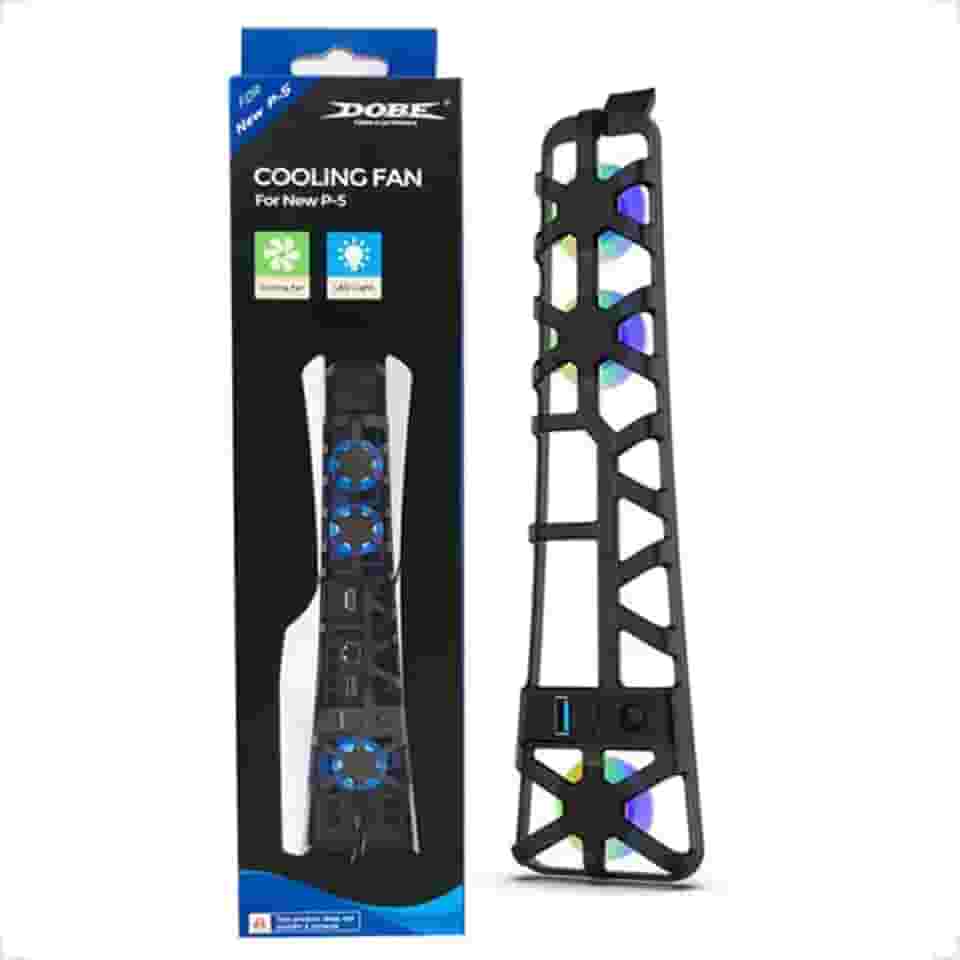 Cooler Fan Externo USB Ventilador para Resfriamento 3 Ventoinhas Led Compatível com Ps5 Slim (Preto)