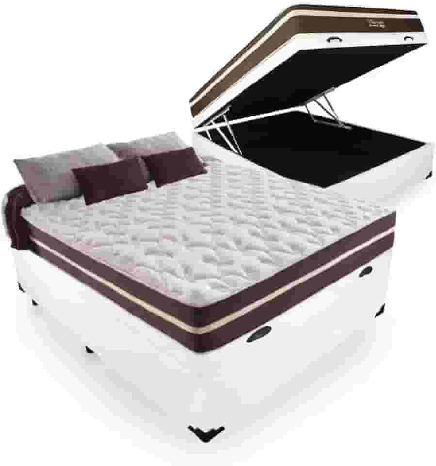 Cama Box Com Baú Casal + Colchão De Molas - Anjos - Classic Superlastic 138cm