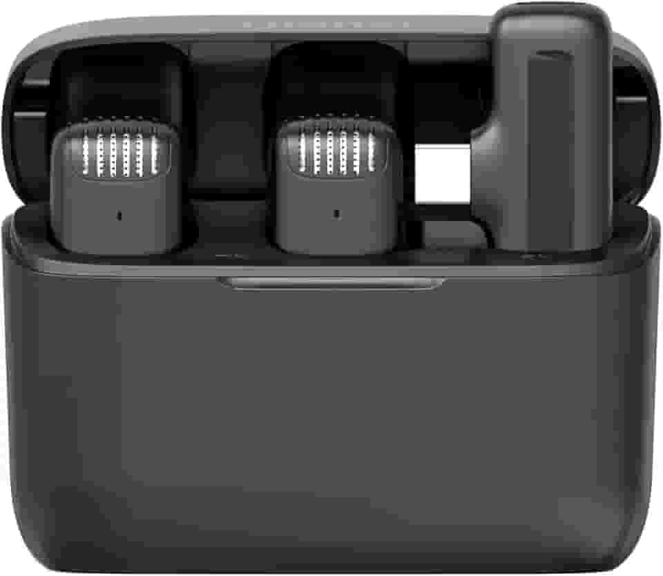 [para Android] ULANZI Microfone de lapela sem fio J12 para telefone USB C, microfone plug-play 2 em 1 com capa de carregamento para telefone entrevista de gravação de vídeo