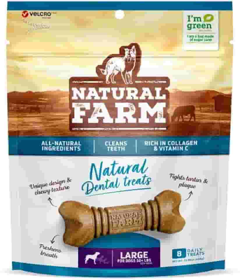 Petisco Dental Raças Grandes Cães Anti Bafo E Tártaro 8unds Snack 448g Natural Farm