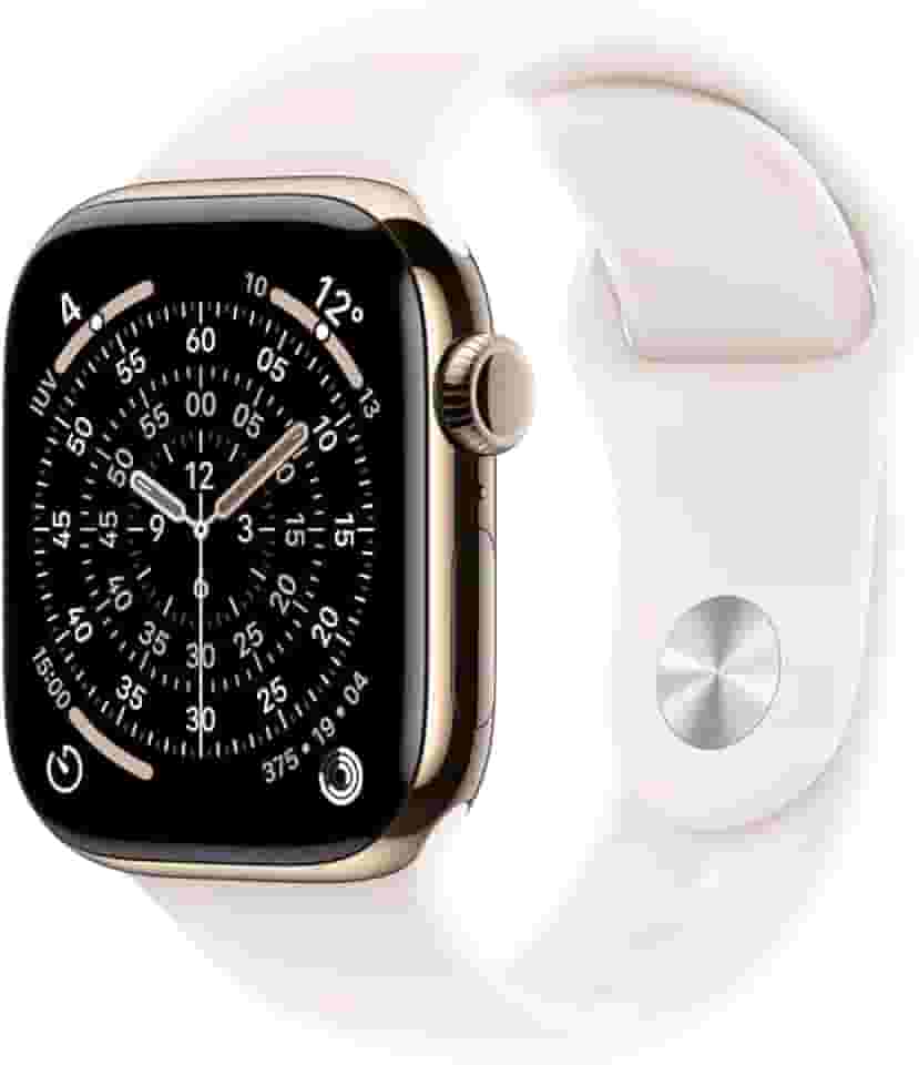 Apple Watch Series 11 GPS + Cellular, Caixa em titânio dourado de 42 mm com Bracelete desportiva rosa leve - P/M