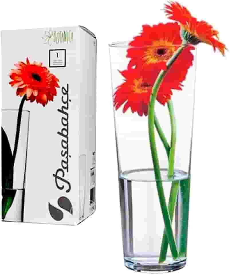 Vaso de Vidro Flora Pasabahçe, 26cm de Altura, 10cm de Diâmetro, Transparente, 1,5L