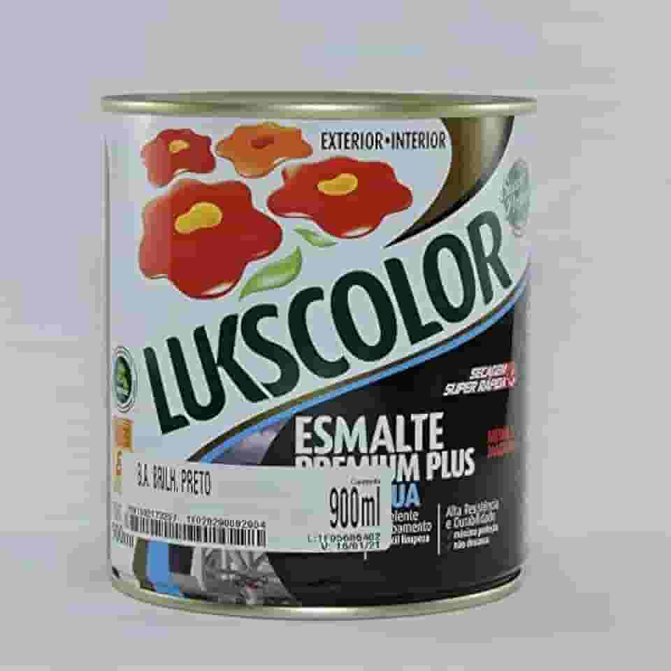 Tinta Esmalte Base Água 900ml Lukscolor - Cores (PRETO BRILHANTE)