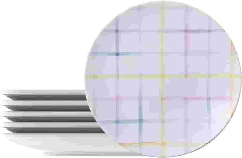 Kit Prato Sobremesa Tramontina Sweet Color em Porcelana Decorada 19 cm 06 Peças