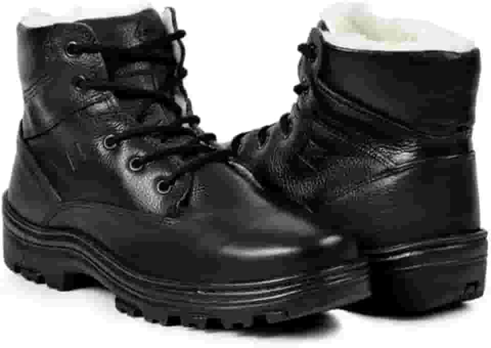 Bota Masculina de Inverno em Couro Forrada com Lã Imperméavel - Hamburgo