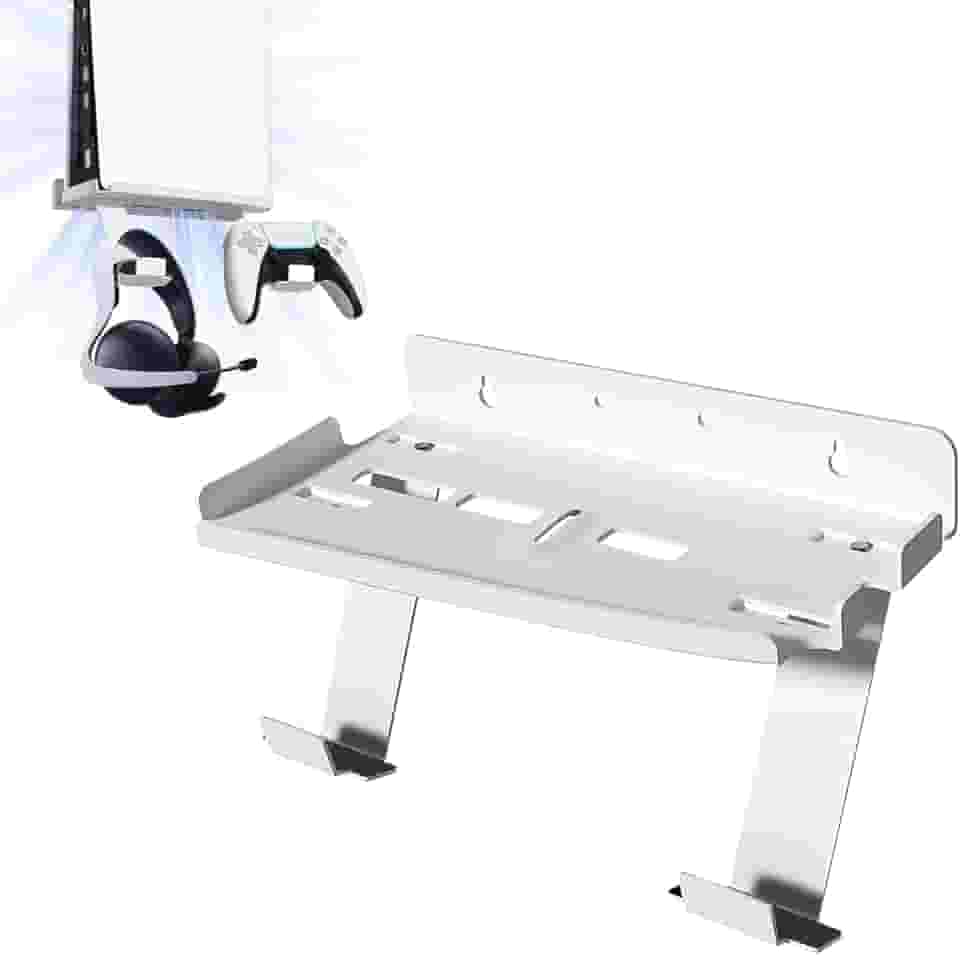 REEYEAR Kit De Suporte Vertical Para Parede Ps5 Pro E Slim, Metal Grosso Com Revestimento Em Pó, Inclui Suporte Para Controle E Headset, Monte Seu Console Playstation 5 Pro Slim Ao Lado Da Tv, Bran