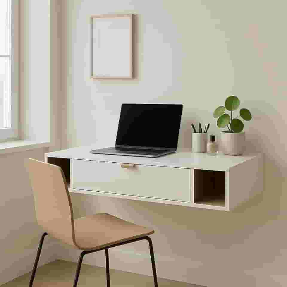 Mesa Escrivaninha Para Computador Escritório com Gaveta Versatta Casa JD (OFF WHITE)