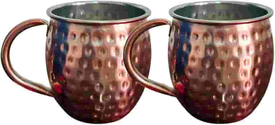 Kit 2 Canecas Moscow Mule 580ml Martelada Resistente Inox Rose Gold com Alça Ergonômica Servir Drinks Bebidas Geladas