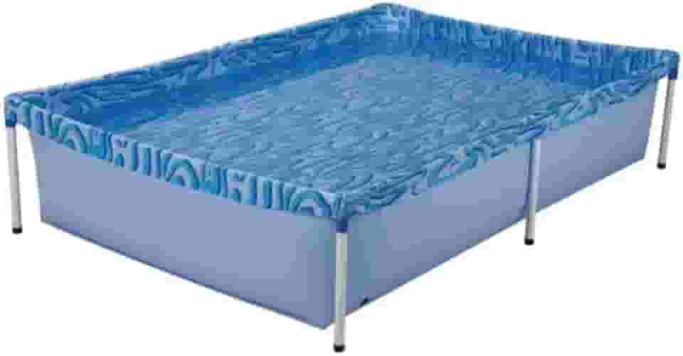 Piscina Retangular Portátil, Azul, 1000 Litros, Estrutura Metálica, Para Crianças e Família, Uso Externo