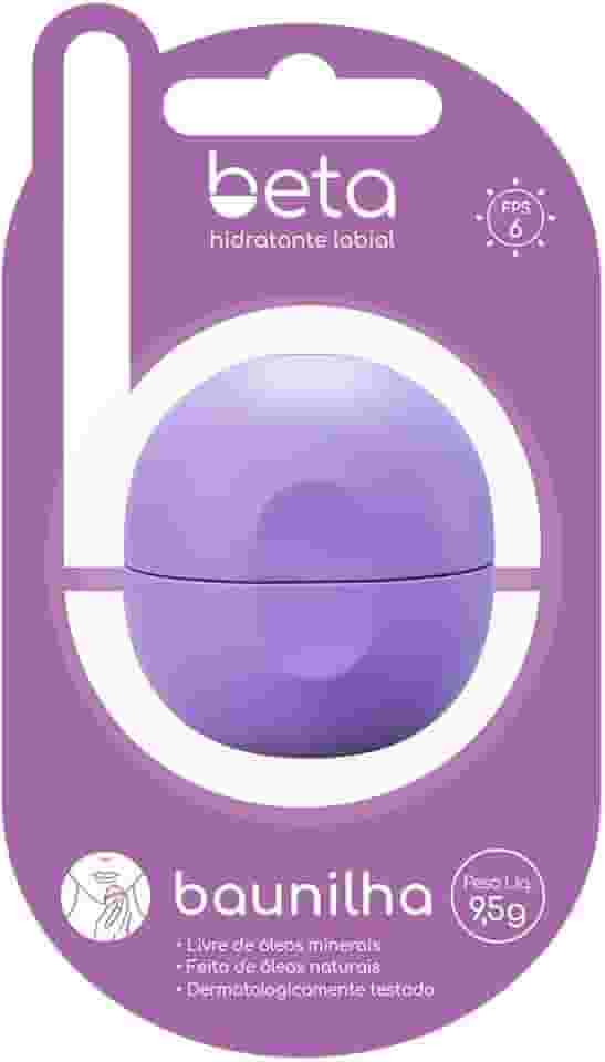 BETA Hidratante Labial BAUNILHA 9,5g - Hidratação profunda para seus lábios, com aroma de Baunilha, feito com ingredientes naturais, com fator de proteção solar, design prático e sofisticado