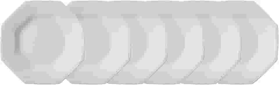 Estojo com 6 Pratos Fundos em Porcelana, Modelo Octogonal, Prisma, Branco, Porcelana Schmidt