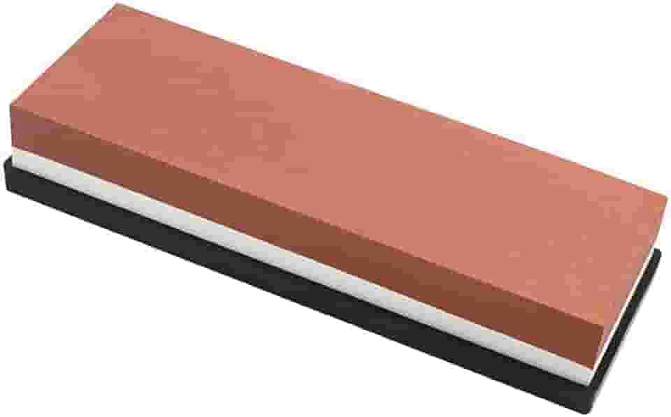 Pedra de Amolar Dupla Face para Facas, Grãos 400/1000, com Base Antiderrapante (Vermelho e Branco)