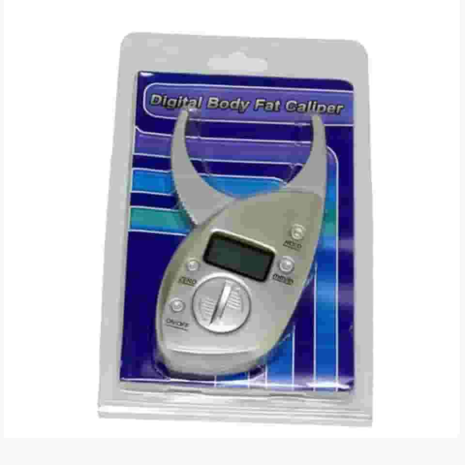 Adipômetro Digital para Medição de Gordura Corporal, Plicômetro Profissional com Medidor de Dobra Cutânea, Prateado