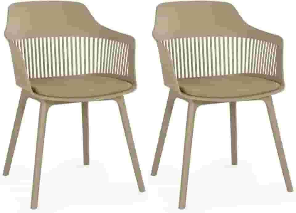 Kit 2 Cadeiras de Jantar Estofada Marcela (Nude Escuro)