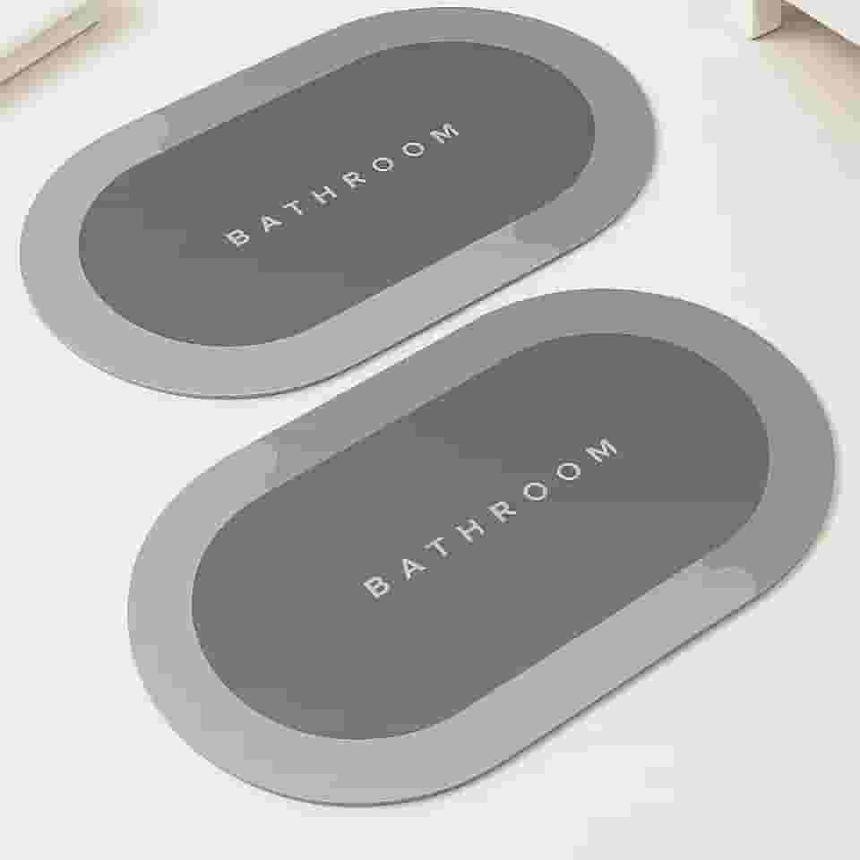 Kit 2 Tapetes Super Absorventes Antiderrapantes Secagem Rápida Para Banheiro Cozinha Lavanderia Soft Ultra Absorção Lavável Conforto e Segurança em Dobro (CINZA)