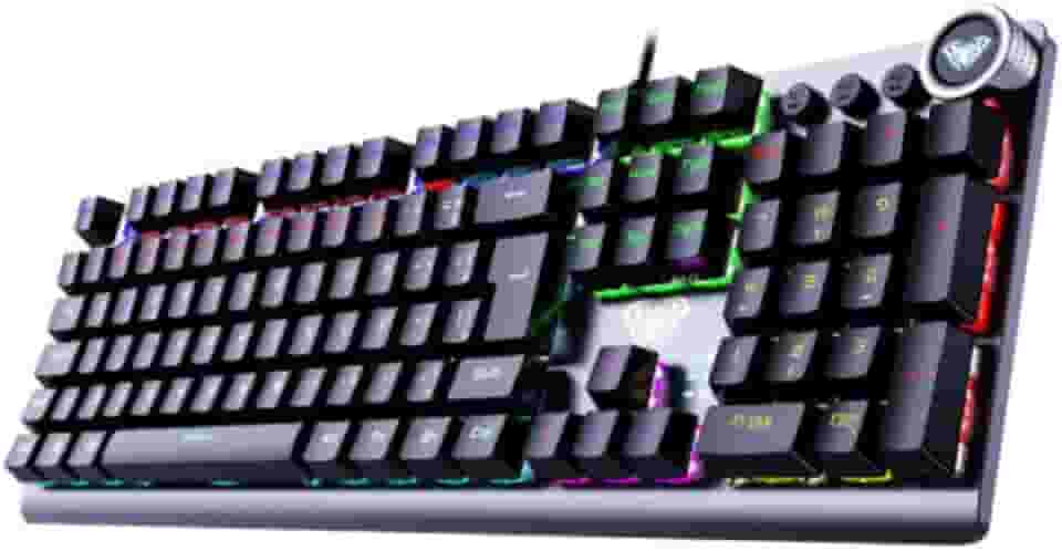 Teclado Mecânico AULA F3018 ABNT2 Blue Switch RGB Cabo Reforçado em Tecido Full Size