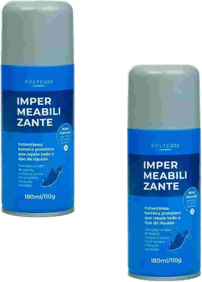 Palterm Impermeabilizante para Calçados e Tecidos, Kit com 2 Unidades, 180ml/110g, Proteção Instantânea contra Líquidos
