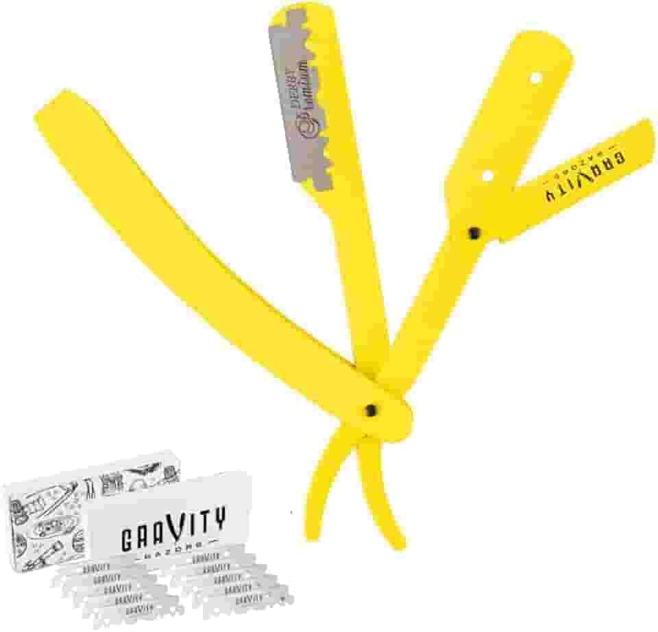 Navalha reta profissional - Kit de lâmina reta de exposição mínima com 10 lâminas premium de gravidade, 0,5 mm expostas ("The OG")