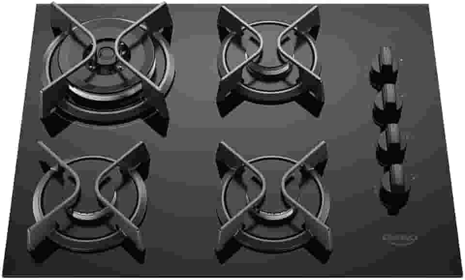 Cooktop 4 Bocas a Gás Dako Supreme com Queimador Tripla Chama e Mesa de Vidro Temperado Preto Bivolt