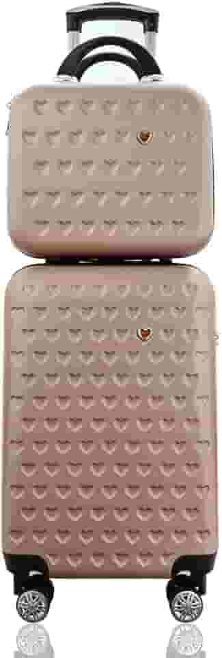 Kit Conjunto Mala de Bordo 10 kg para Viagem em ABS Cadeado Integrado Rodas 360º mais Frasqueira Rígida Gladiador C1MB Rose Gold