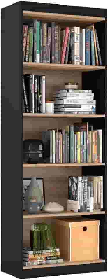 Genérico Organizador Livreiro Para Sala Escritório Space (Preto/Nature) - 4 Prateleiras - Contemporâneo - Estante, Armário