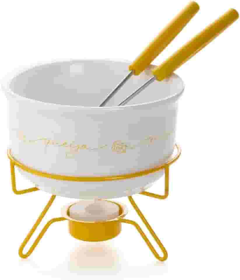 Conjunto Para Fondue de Queijo em Porcelana 5 Peças Forma