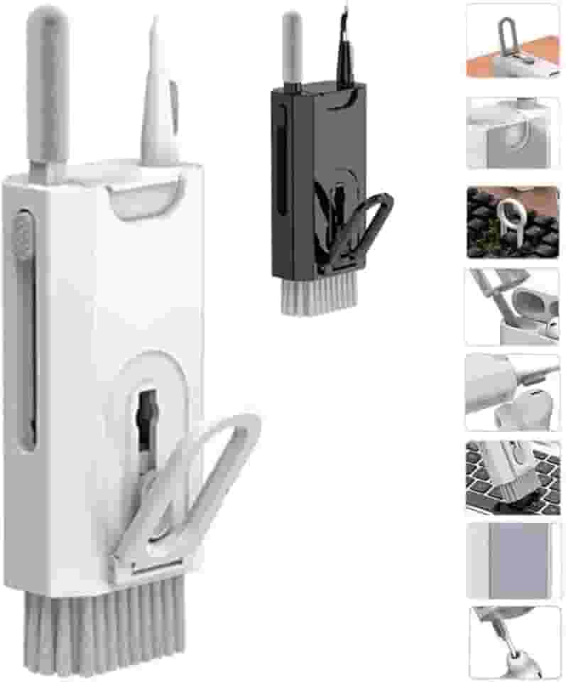 Escova de Limpeza Kit Multifuncional 8 em 1 | Portatil e Completo | Limpeza Precisa de Teclado, Fone, Tela e Celular | Microfibra Reutilizável + Extrator de Teclas
