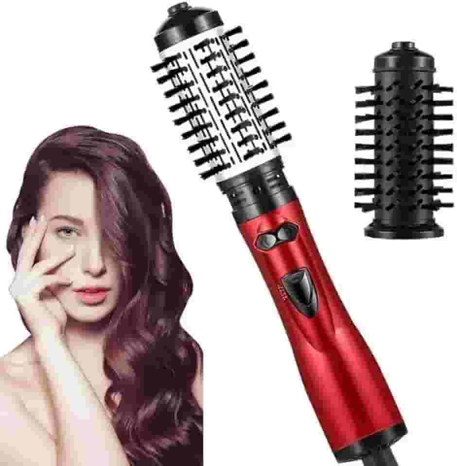 Escova Secadora e Modeladora Rotativa 4 em 1 – Alisa, Enrola, Modela e Seca com Íons Negativos, 360° de Rotação, 2 Temperaturas, Revestimento Cerâmico 110v