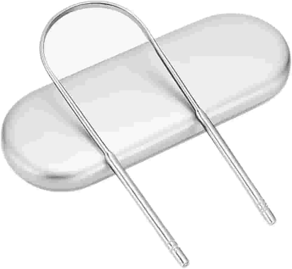 Kit Raspador Limpador De Língua Com Estojo Inox STX (Prata)